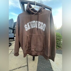 Shein San Diego coffee brown sweatshirt